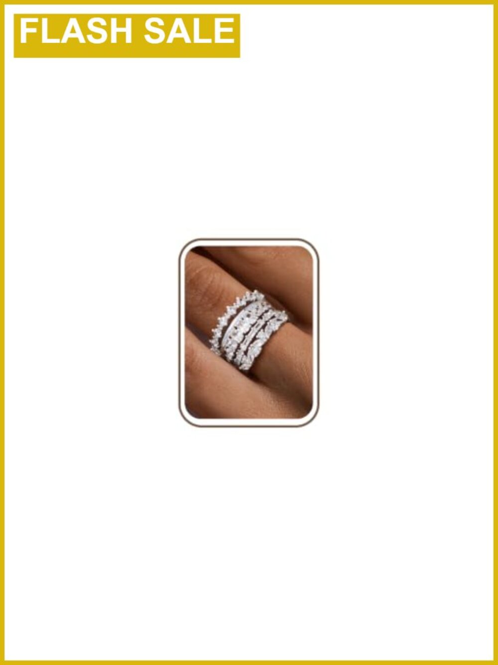 Turandoss CZ Stackable Rings Set 14K Gold Plated Non Tarnish